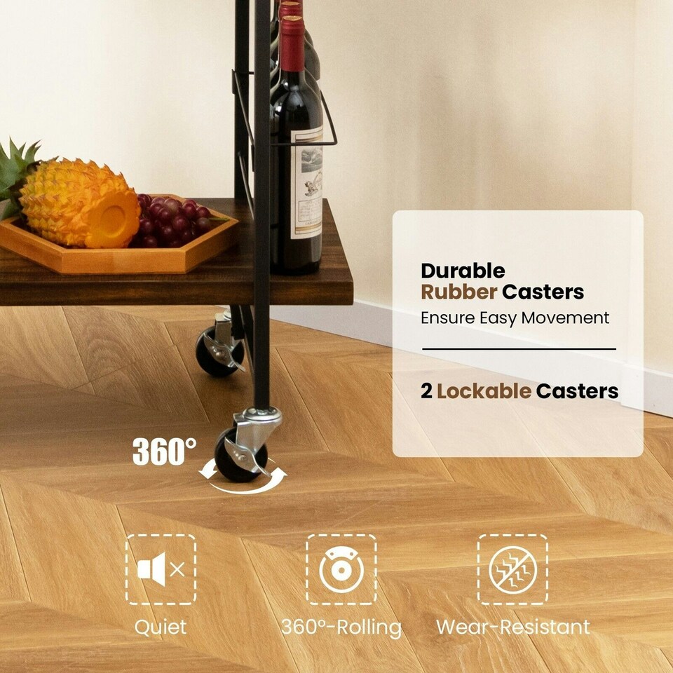 image 1 of COSTWAY 2-tier Kitchen Dining Storage Mobile Cart