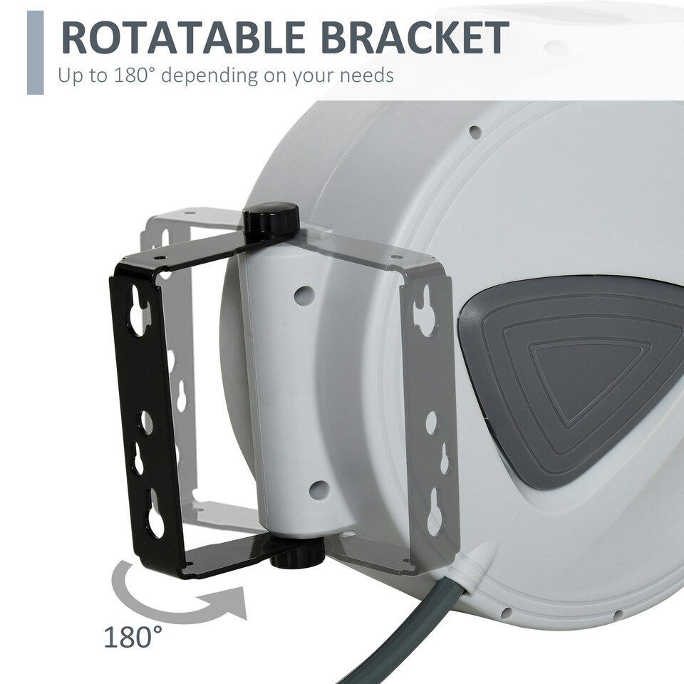 image 1 of DURHAND Retractable Air Hose Reel Auto Self-Winding Wall Mounted 1/4" 15m+140cm