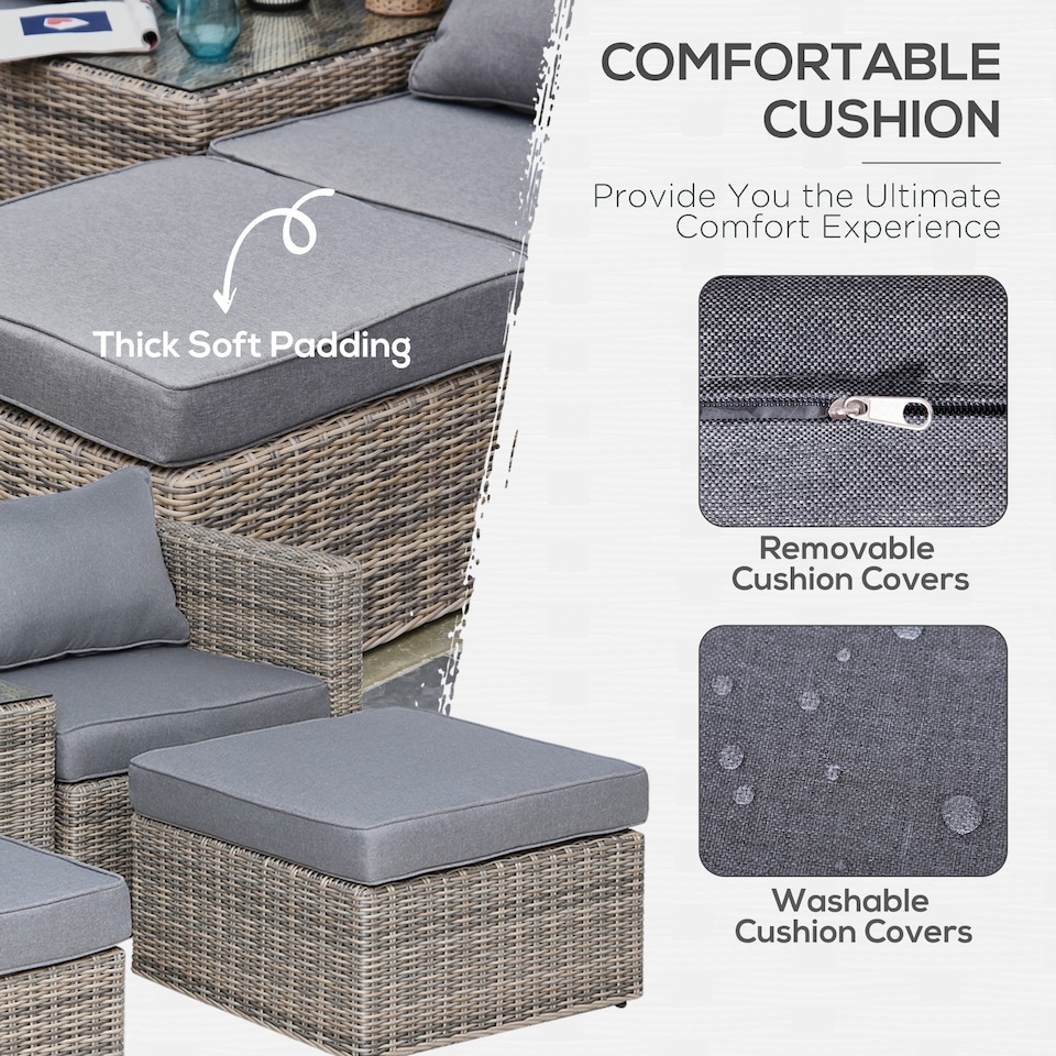 image 1 of Outsunny 5 Pcs Rattan Garden Furniture Set Single Sofa Stool Coffee Table
