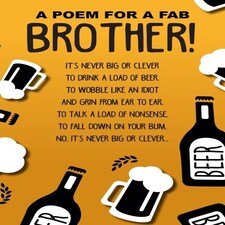 Face Ache Birthday Card for Brother, "A Poem for a Fab Brother!" Brother Birthday Card, Funny Birthday Card Brother,