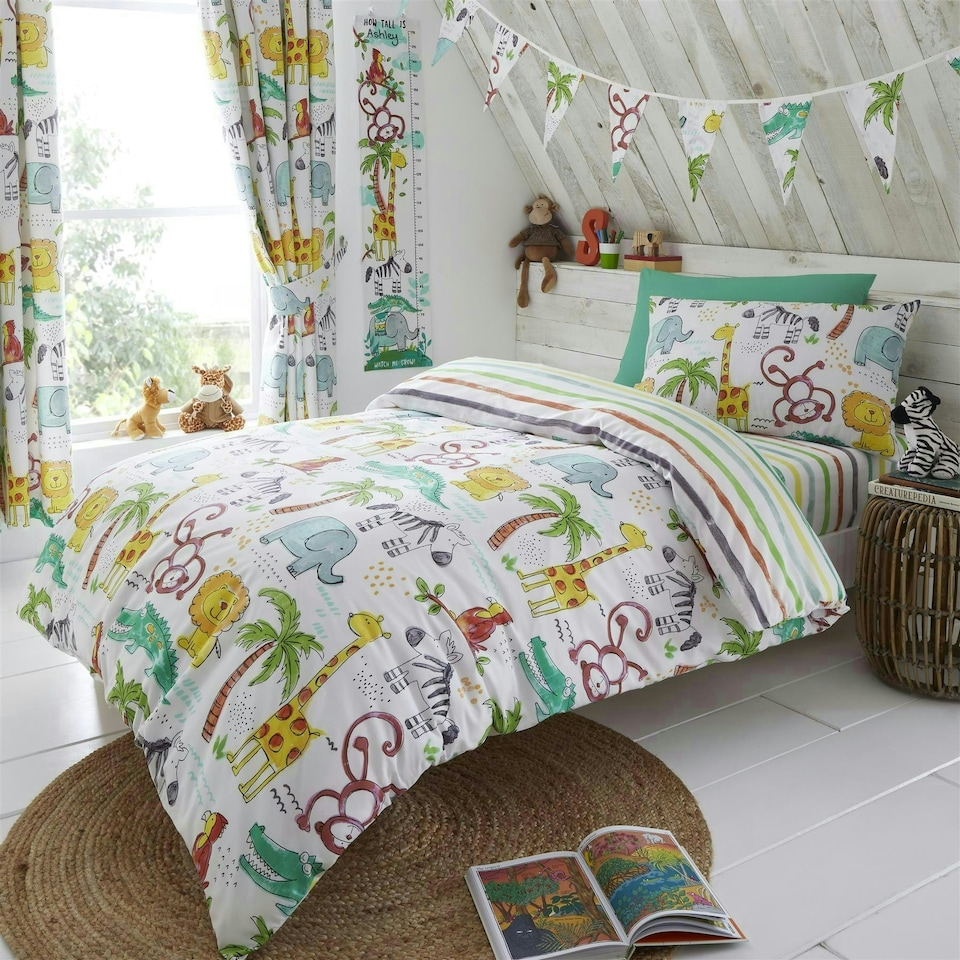 image 1 of Jungle Fun Duvet Cover Set - Single - Multi