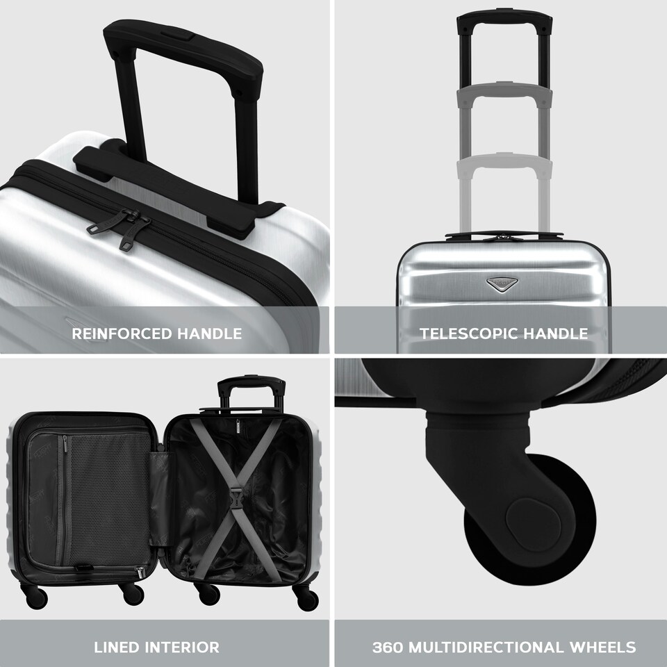 image 1 of Flight Knight Suitcase Sets 3 Piece, Large Suitcase, Extra Large Suitcase, easyJet Cabin Bag 45x36x20cm Underseat Carry On, 100+ Airlines Approved - BA, Ryanair | Cream | Champagne | Large