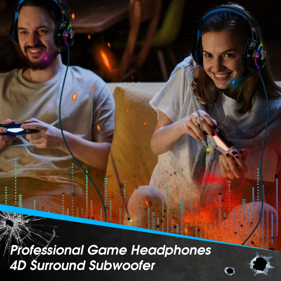 image 1 of Wired Gaming Headset for PC, PS4, PS5, XBOX, 3.5mm AUX with Microphone - August EPG100L Blue