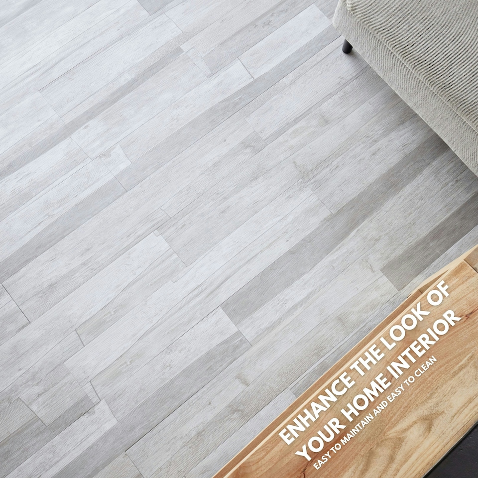 image 1 of NOVECRAFTO Self Adhesive Vinyl Floor Plank – Peel & Stick 36x5.98 in – Light Grey Ash Breeze – Wood Effect – Waterproof DIY Flooring – Easy to Install Grey | 5 sqm