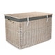 image 2 of Large White Wash Storage Hamper With Grey Lining Wicker Basket | Grey | Grey