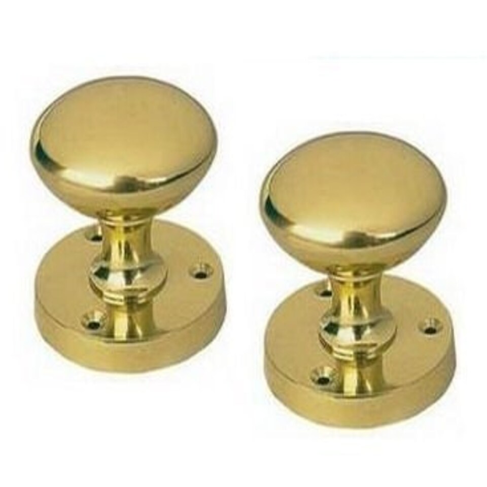 Golden Grace 1 Pair Victorian Sprung Mortice Door Knobs in Polished Brass - 57mm Gold