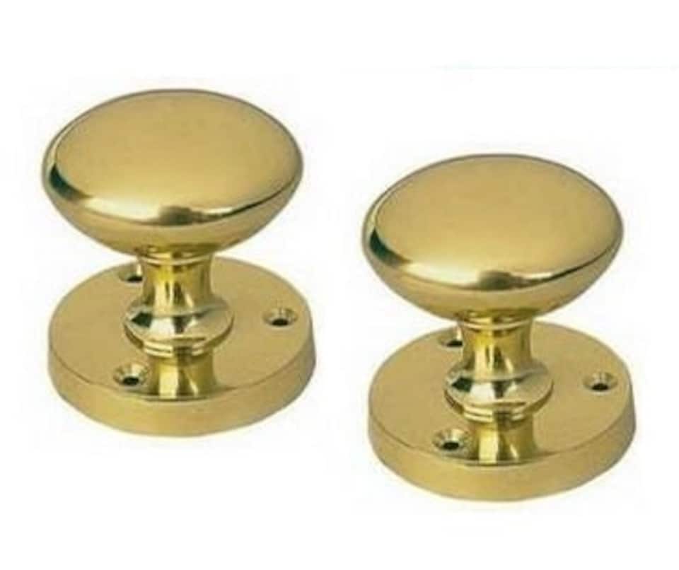 Golden Grace 1 Pair Victorian Sprung Mortice Door Knobs in Polished Brass - 57mm | Gold | 1 Set