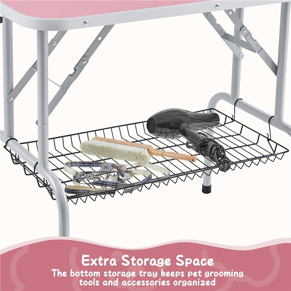 image 1 of Yaheetech 91 cm wide Pet Grooming Table with Loop Noose Pink