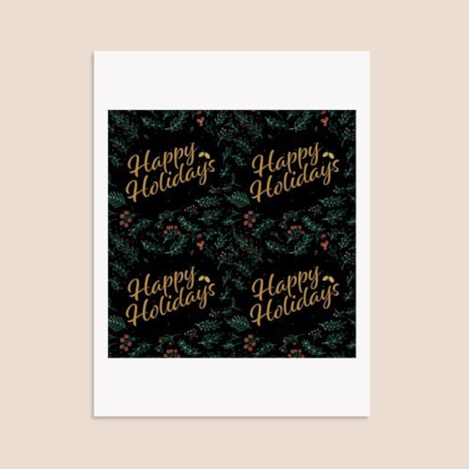 image 1 of Christmas Happy Holidays Black Square Stickers 95mm - Sheet of 4