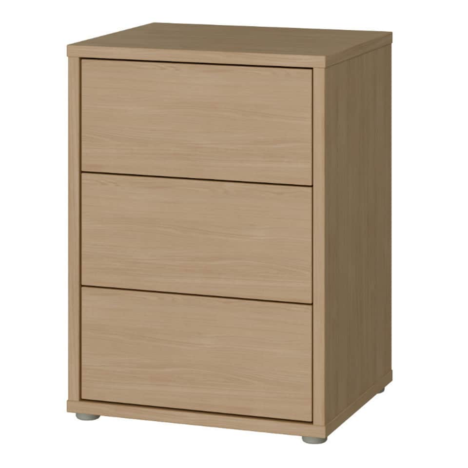 image 1 of Alice Springs Bedside Cabinet with 3 Drawers Push-to-Open in Elegancia Oak