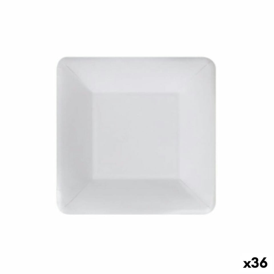 image 1 of Plate set Algon Disposable White Cardboard Squared 18 cm (36 Units) N/A