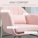 image 6 of HOMCOM Swivel Linen Fabric Accent Chair for Living Room Contemporary Vanity Armchair with Adjustable Height Thick Cushion Lumbar Support Armrest for Bedroom Office Pink