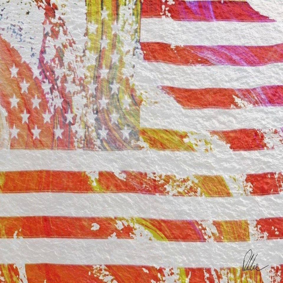 image 1 of American Flag Flare (Canvas Print) 12" x 18"