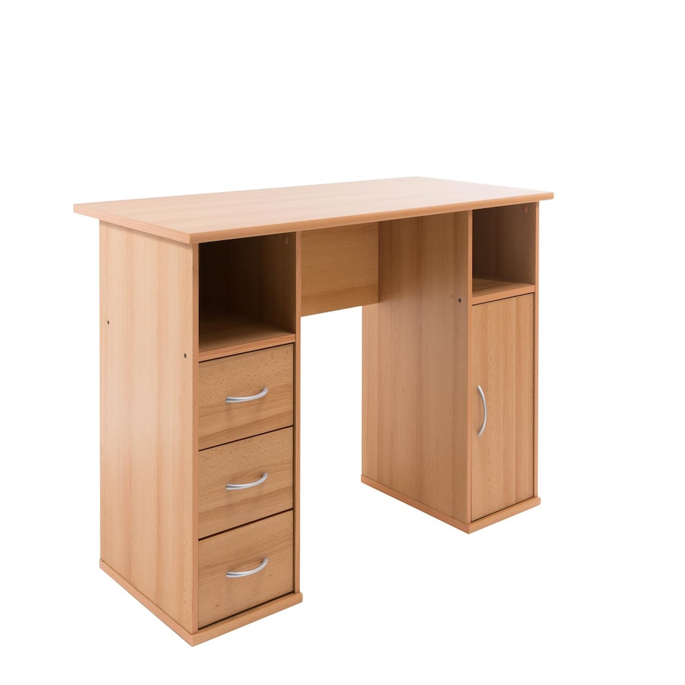 image 1 of Maryland Desk with 3 Drawers and 1 Door Beech