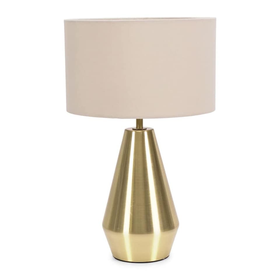 image 1 of ValueLights Jax Antique Brass Touch Table Lamp Cream Shade and Bulb