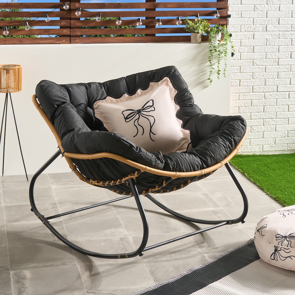 image 1 of OHS Bali Garden Rocking Chair Outdoor Metal Frame Chairs with Cushion