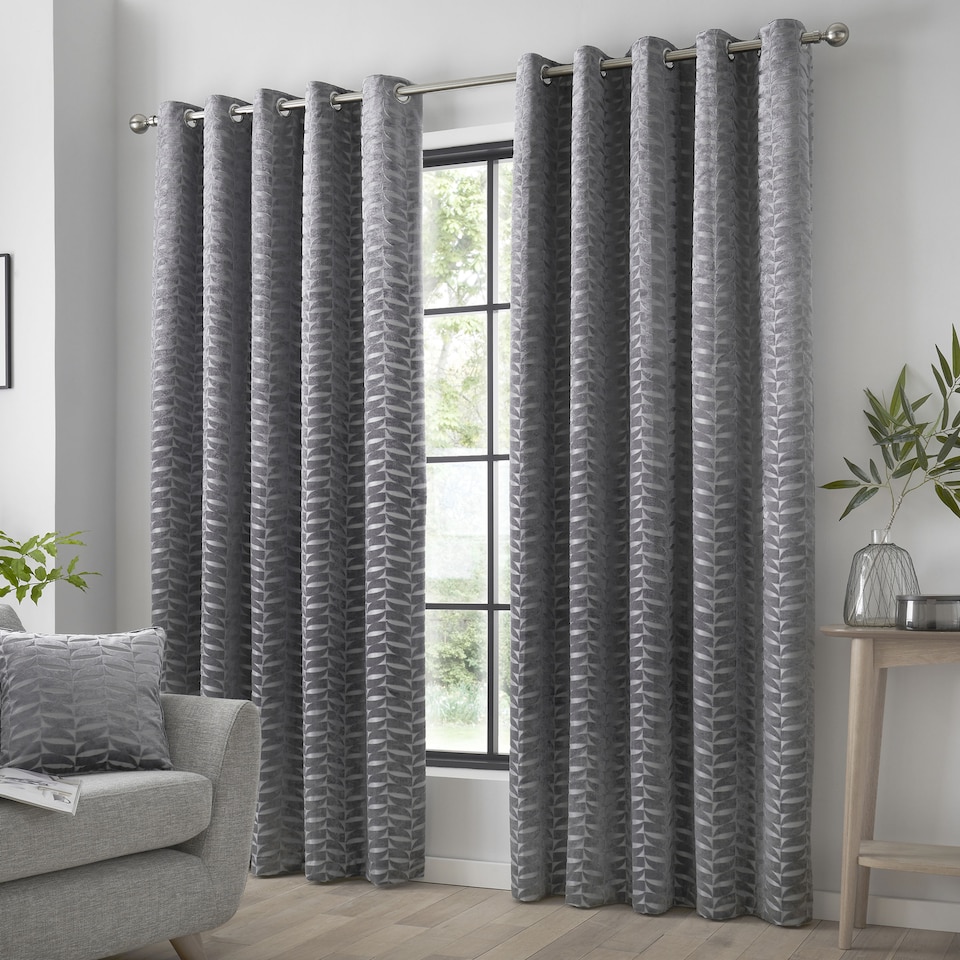 image 1 of Curtina Kendal Eyelet Curtains Charcoal