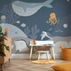 image 2 of Under The Sea Full Wall Mural in Deep Blue | Blue | Deep Blue | Large (300cm x 240cm)