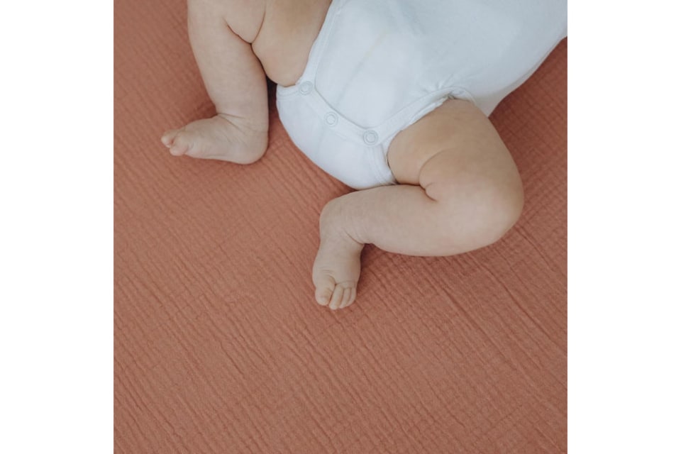 image 1 of MHG Living Muslin Cot Sheets - 100% Cotton Rose/Pink Cot Sheets - 70x140
