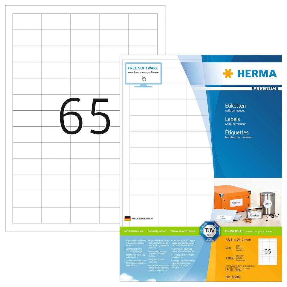 HERMA LABELWHITE 38.1 X 21.2 S/PRINT200$ N/A