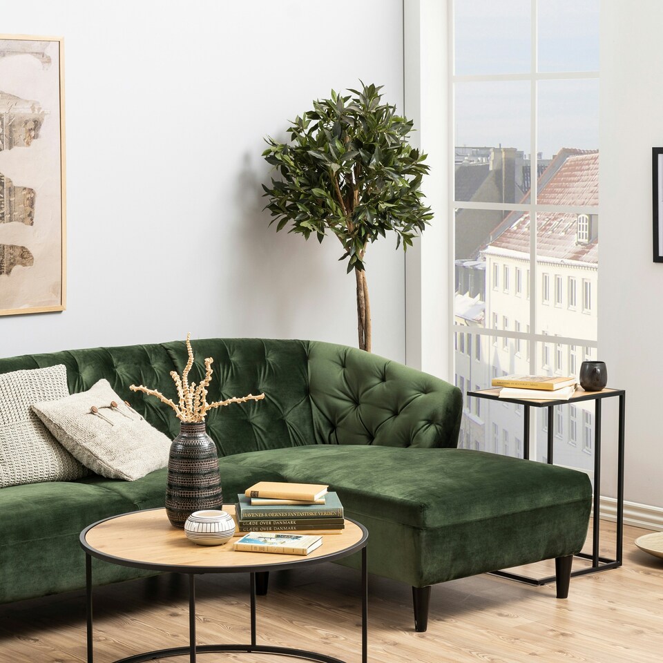 image 1 of Seaford Black Metal Side Table with Oak Top