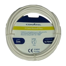 Commtel 3 Core Round Flex 0.75mm2 - White - 10m