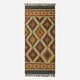image 2 of Homescapes Lucea Orange and Blue Kilim Runner Wool Rug - 80 x 180 cm