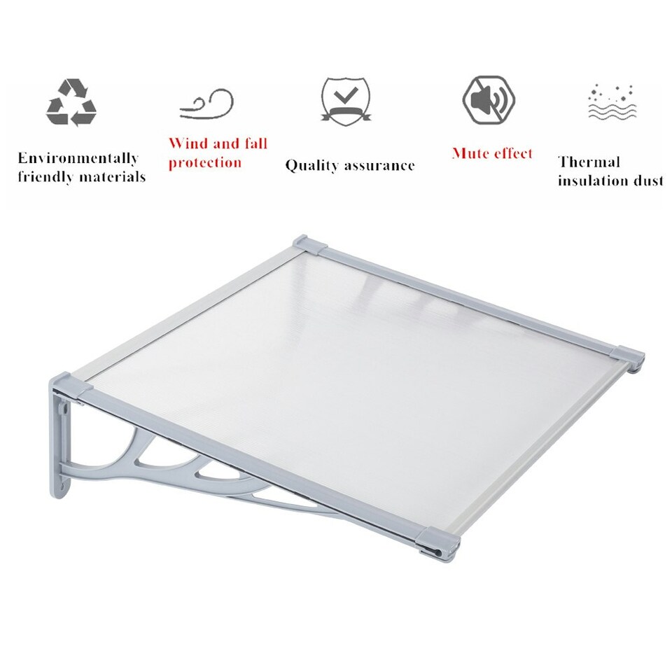 image 1 of Living and Home Door Window Awning Canopy Rain Cover - L120*W90*H28cm Grey