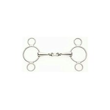 Lorina French Link 2 Ring Continental Horse Gag - Silver - 5.5in