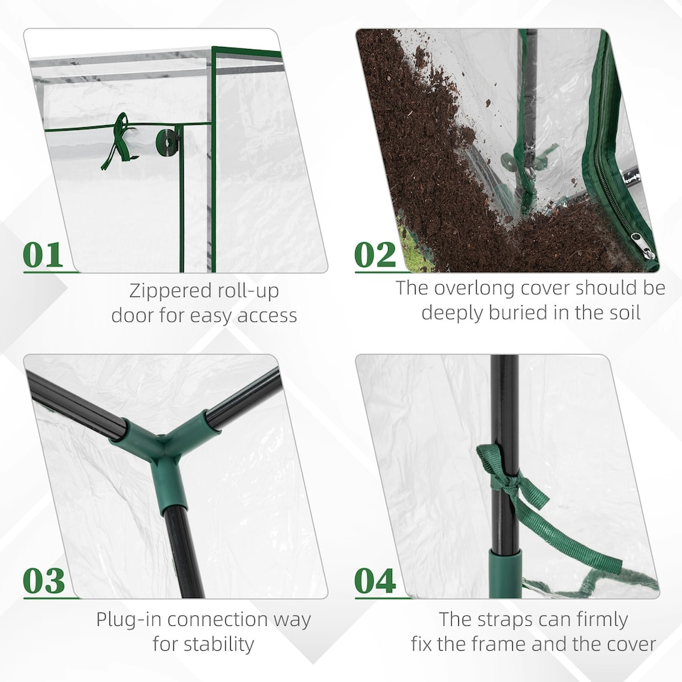 image 1 of Outsunny 100 x 50 x 150cm Greenhouse w/ Zipper Roll-up Door Outdoor