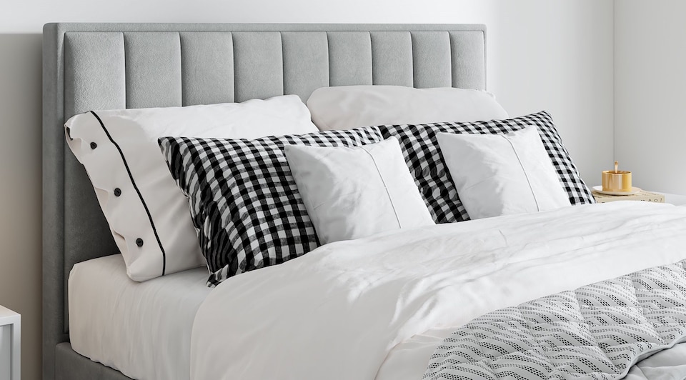image 1 of 4ft6 Double Ottoman, Grey Velvet Fabric Upholstered,Lift Up,Storage, Pleated Bed Frame