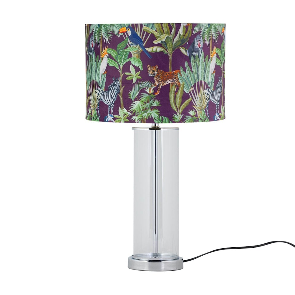 image 1 of Aura - Chrome Table Lamp with Safari Velvet Shade Chrome | Multi