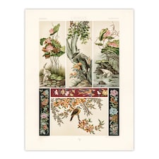 Chinese Patterns of Birds and Flowers Racinet Wall Art Poster Print 12X16"