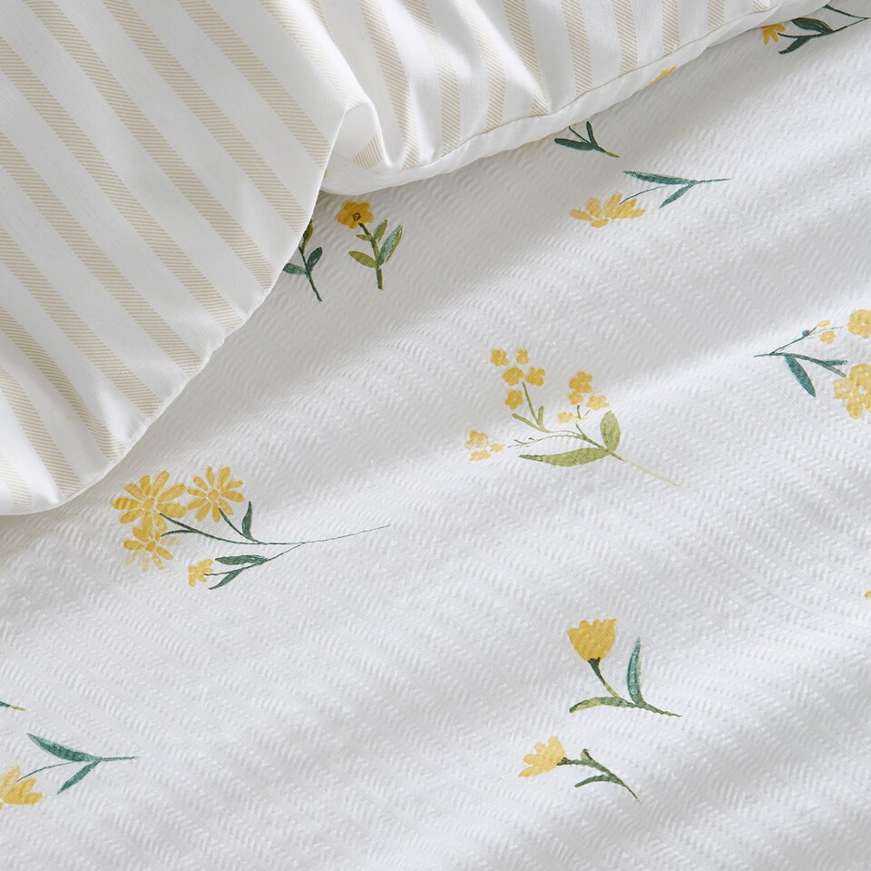 image 1 of D & D Ditsy Floral Seersucker Duvet Cover Set Yellow