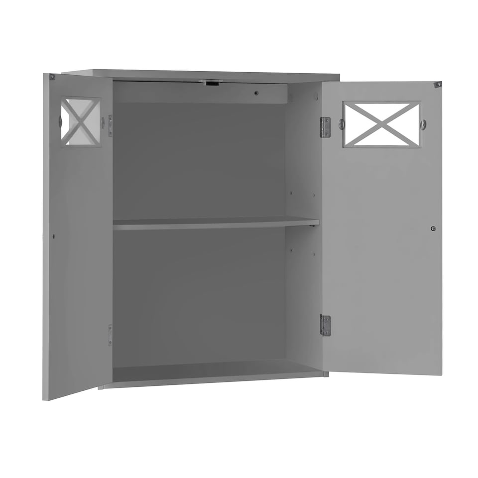 image 1 of Teamson Home Bathroom Wall Cabinet With Two Doors Grey Dawson
