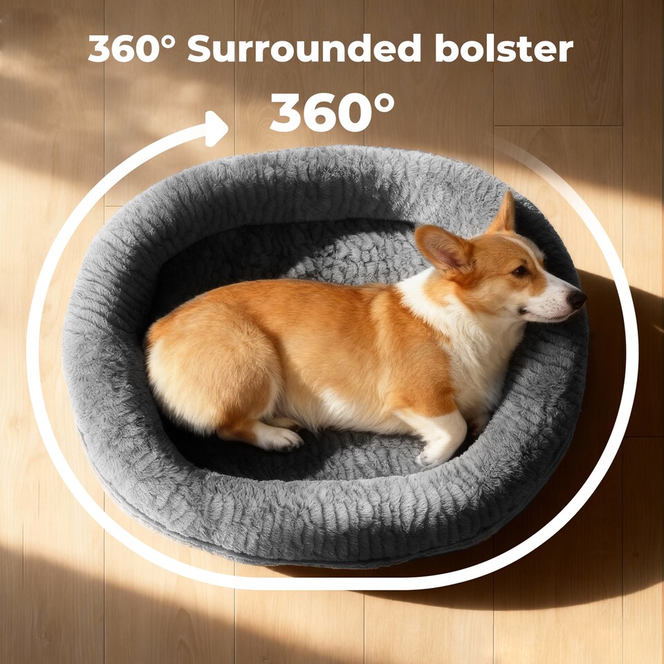 image 1 of Skylos Orthopedic Plush Dog Bed Soft Washable Pet Bed Grey Cosy Cushion XL Size | Grey | XL | XL