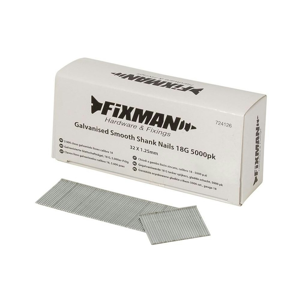 image 1 of Fixman - Galvanised Smooth Shank Nails 18G 5000pk - 32 x 1.25mm