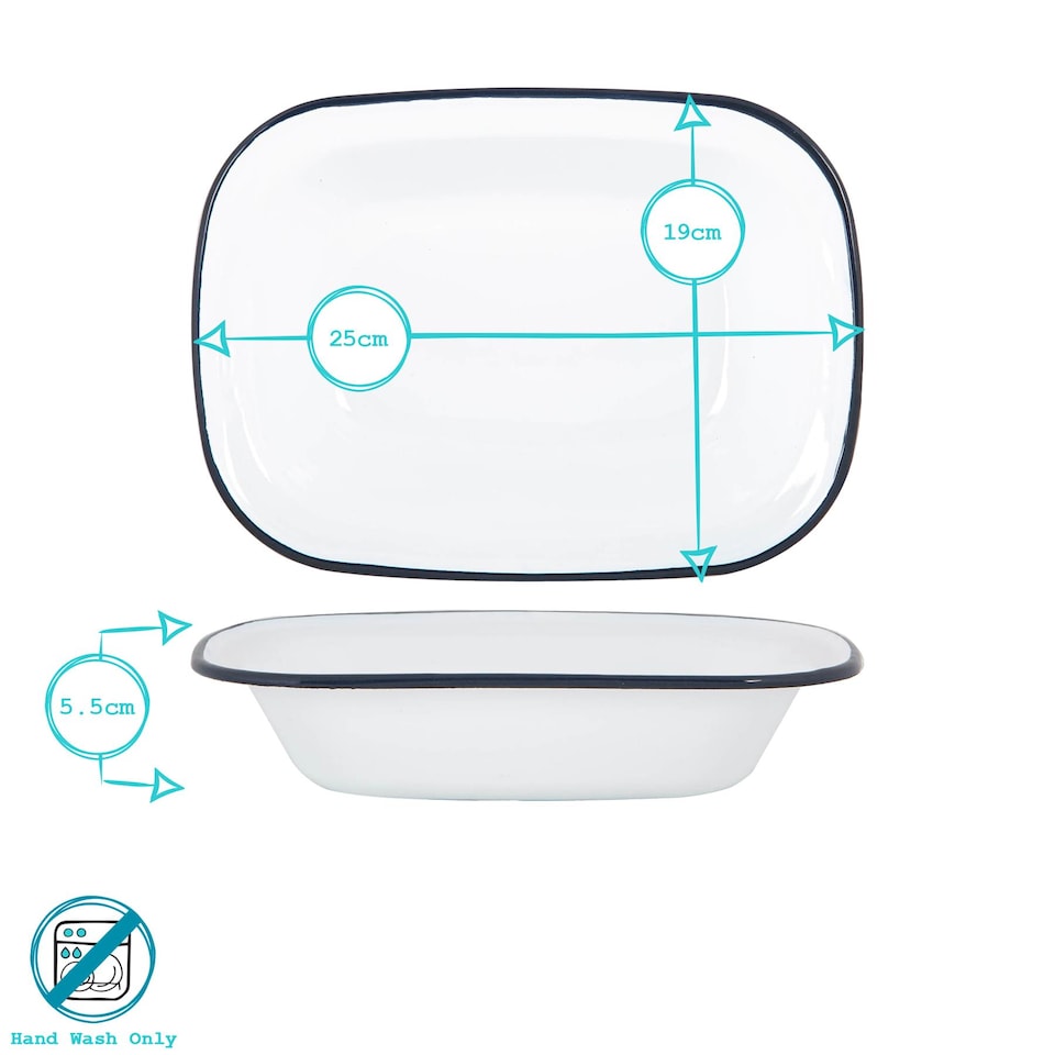 image 1 of Argon Tableware White Enamel Pie Dish - 25.5cm - Navy