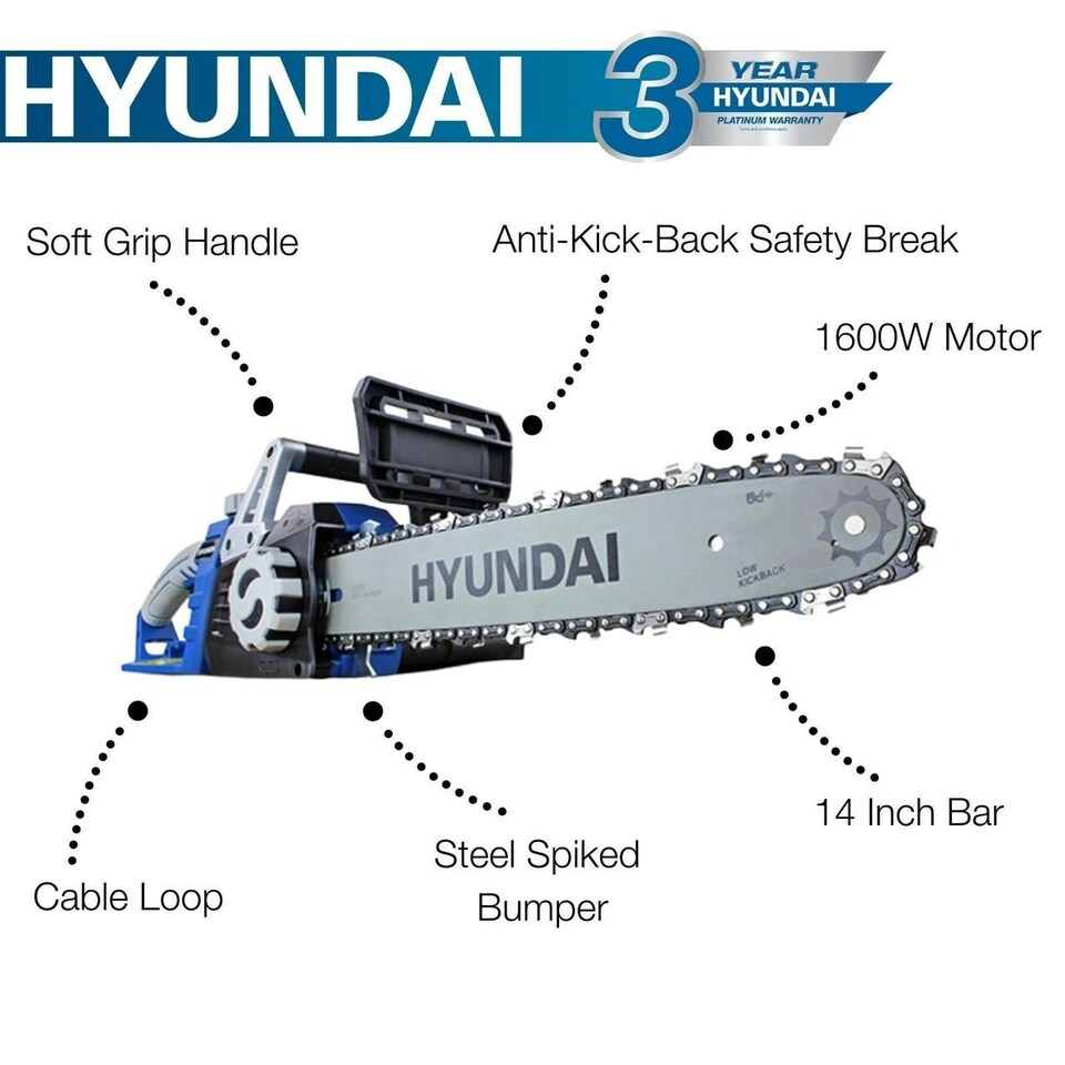 image 1 of Hyundai 14" 35cm Electric Chainsaw 1600W 230V | HYC1600E