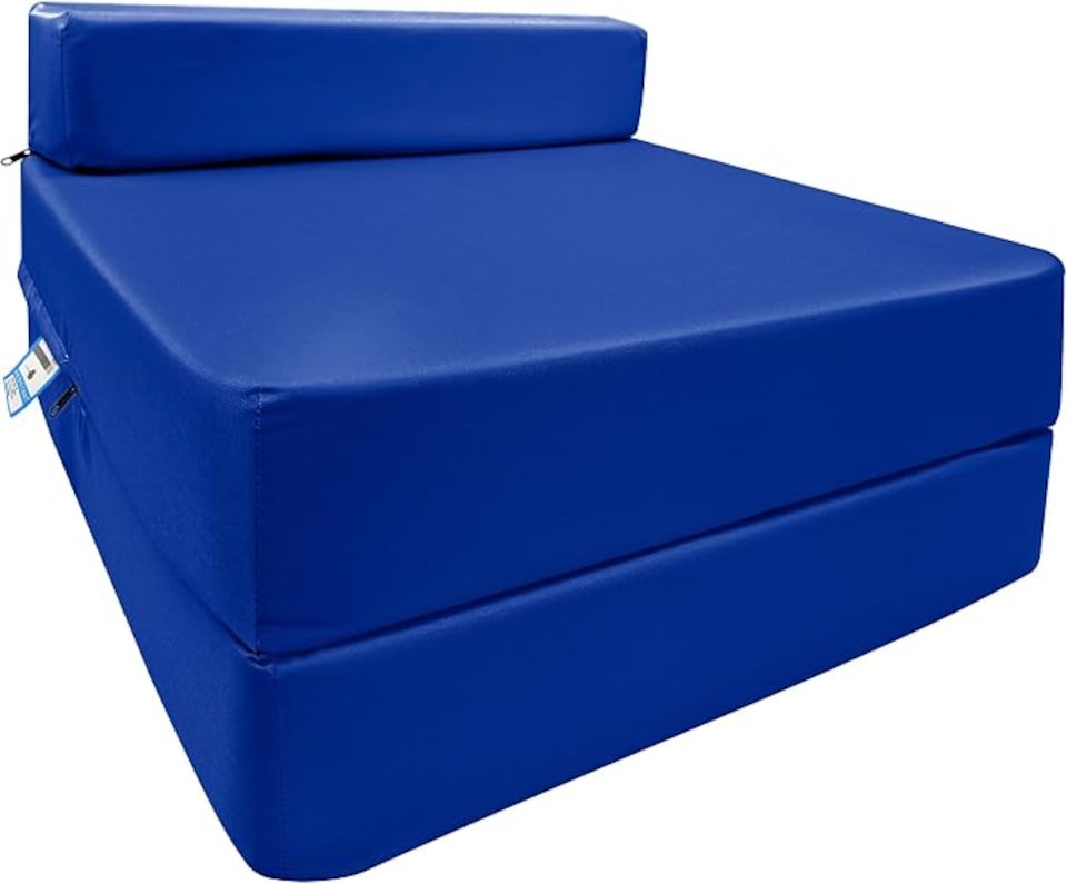 image 1 of Fold Out Single Z Bed Futon Sofa Chair Mattress Dark Blue