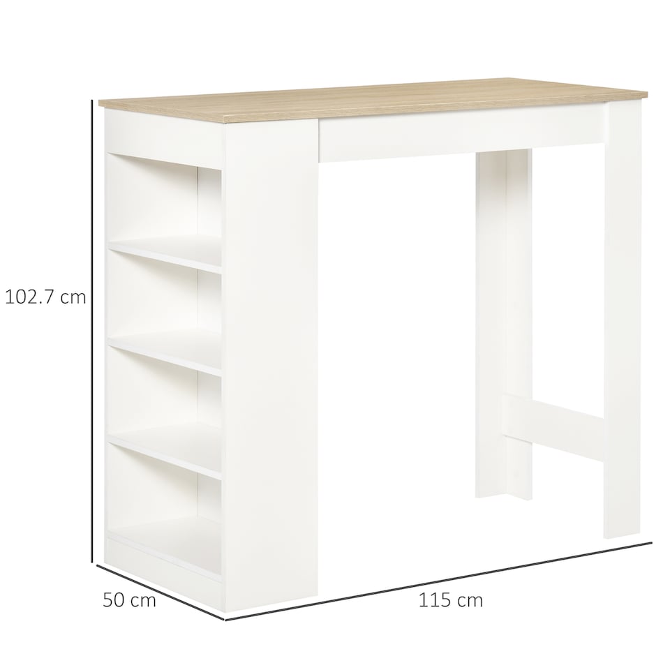 image 1 of HOMCOM Bar Table Coffee Table Kitchen Dining Table with 4-Tier Shelf Natural