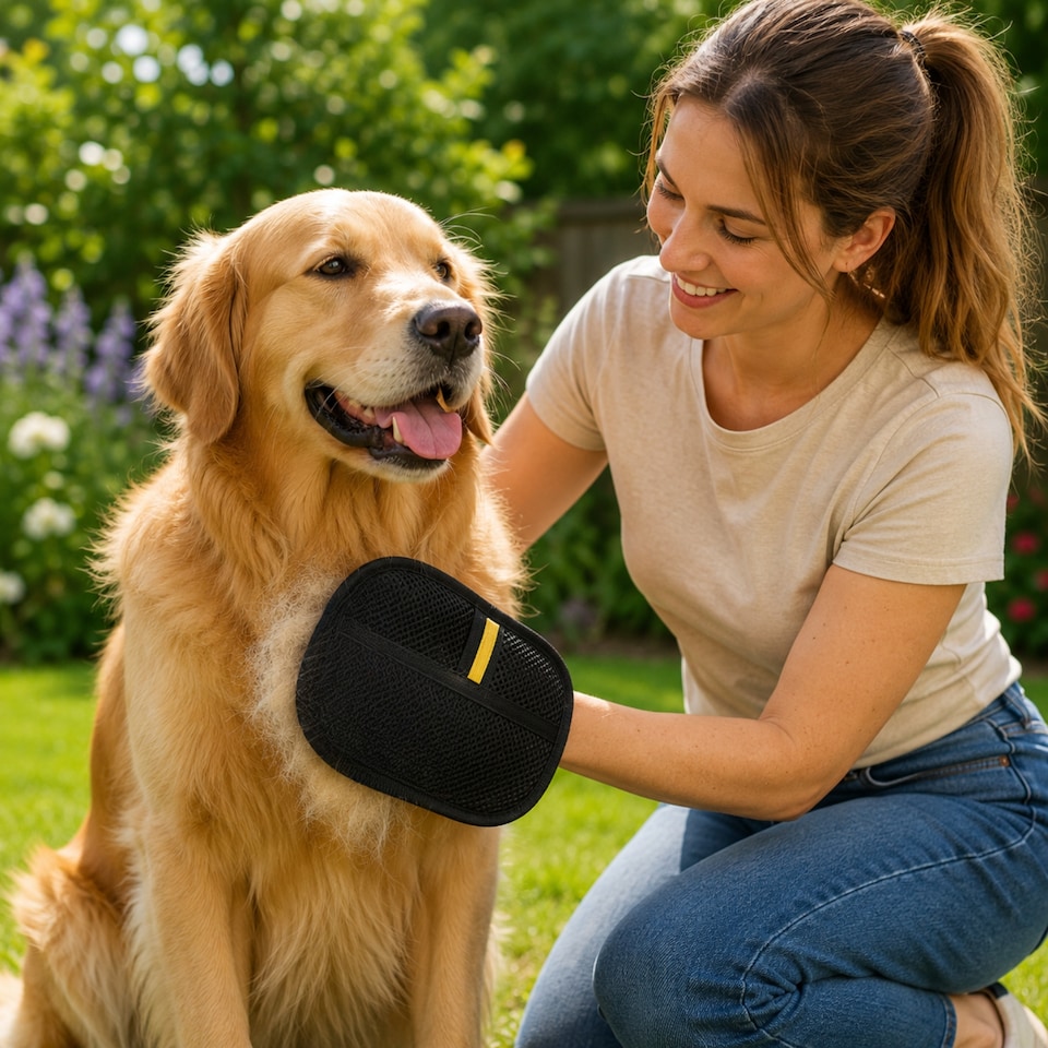 image 1 of Pet Hair Removal Glove for Dog Cat Rabbit - Electrostatic Grooming Brush & Fur Remover for Clothes, Furniture - Universal Size Fit