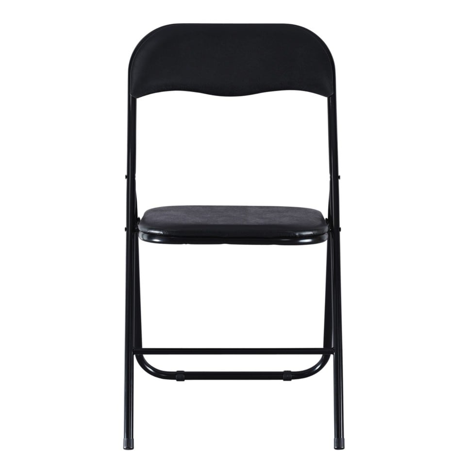 image 1 of 6 Pc Folding Lightweight Chair Set Portable Metal Frame PVC Velvet Ribcord Seats | Multi | Black Velvet