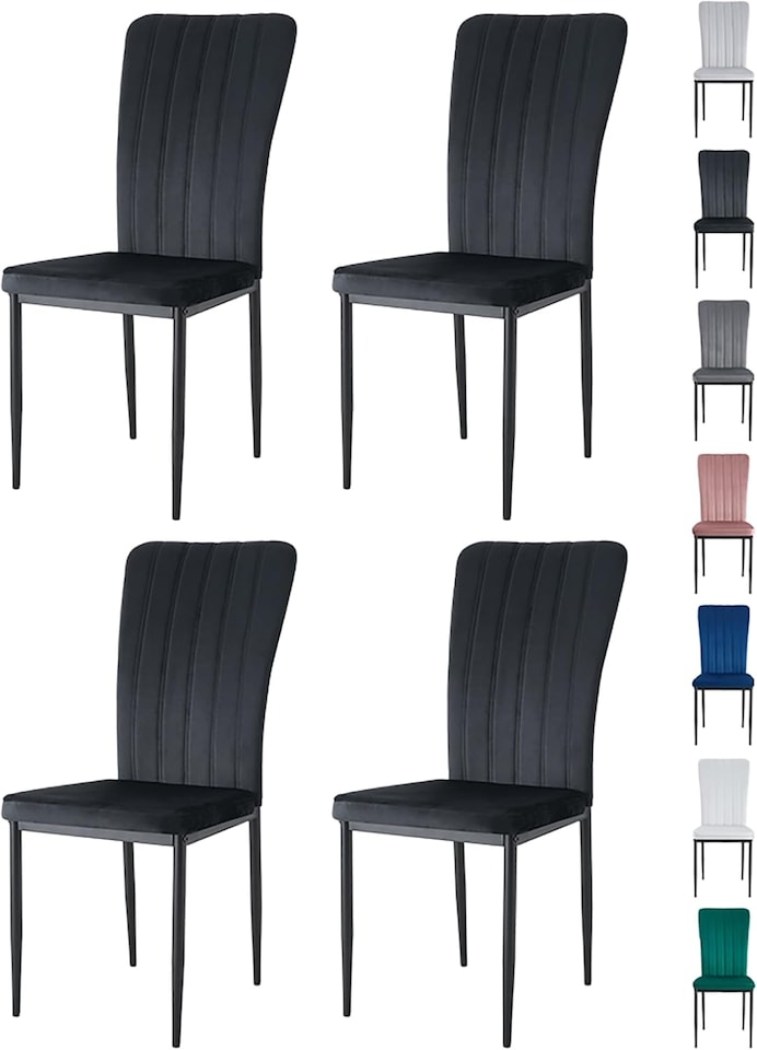 Set of 4 High back Dining Chairs Velvet FabricKitchen Dining Seating Elle By MCC