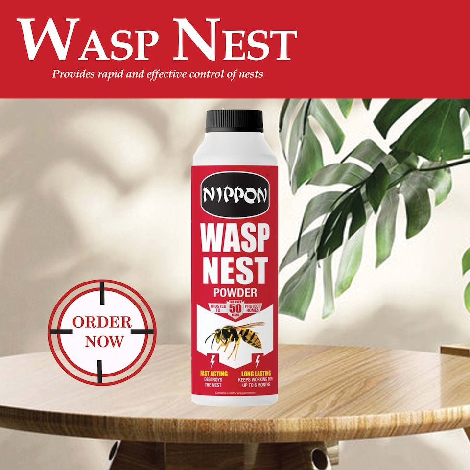 image 1 of Vitax Nippon Wasp Nest Powder 300g Effective Indoor & Outdoor Wasp Control with Permethrin Rapid Action Safe Use