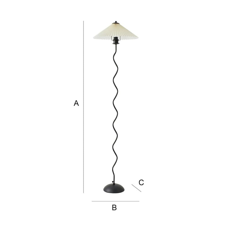 image 1 of ValueLights Wiggle Black Metal Floor Lamp with Origami Pleated Shade Black