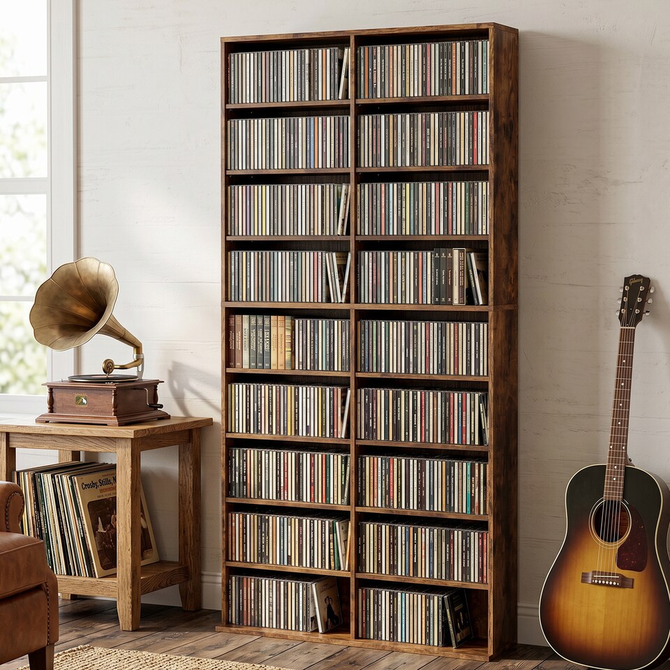image 1 of HOMCOM 640 CD Storage Unit 360 DVD Storage Tower w/ 18 Compartments
