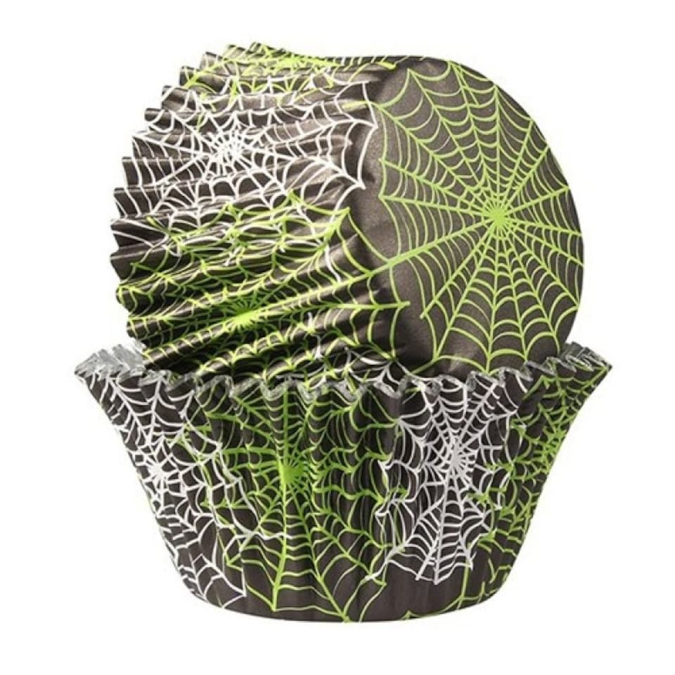 Baked With Love Spider Web Muffin And Cupcake Cases - Black/Green/White - One Size