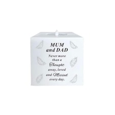 David Fischhoff Feather Memorial With LED Candle - Mum & Dad | Multi