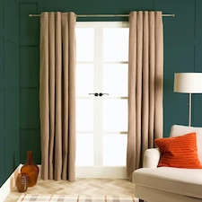 OHS Boucle Soft Textured Panel Pair Blackout Eyelet Curtains, 46x54" Brown | Natural